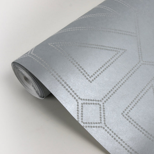 Voltaire Silver Beaded Geometric Wallpaper - A-Street Prints 2902-87334