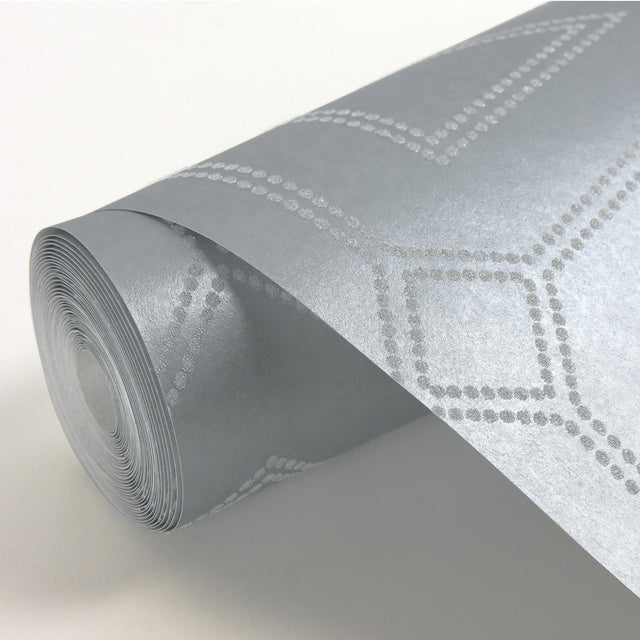 Voltaire Silver Beaded Geometric Wallpaper - A-Street Prints 2902-87334