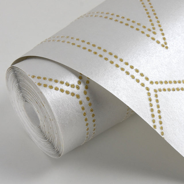 Voltaire Ivory Beaded Geometric Wallpaper with Glam Geometrics Pattern - A-Street Prints 2902-87335