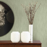 Chenille Sage Faux Linen Wallpaper with Fabric & Woven Texture - A-Street Prints 2903-25282