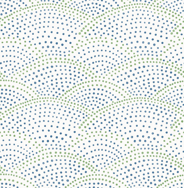 Bennett Blue Dotted Scallop Wallpaper with Geometric Kids Style - A-Street Prints 2903-25800