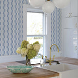 Burgen Blue Geometric Linen Wallpaper with Fabric & Woven Textures Pattern, Modern - A-Street Prints 2903-25806