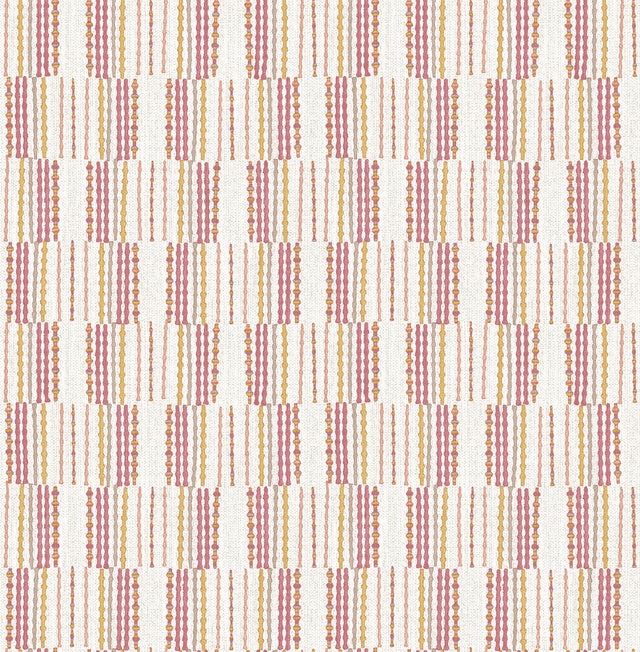 Burgen Orange Geometric Linen Wallpaper with Modern Fabric & Woven Textures Pattern - A-Street Prints 2903-25807