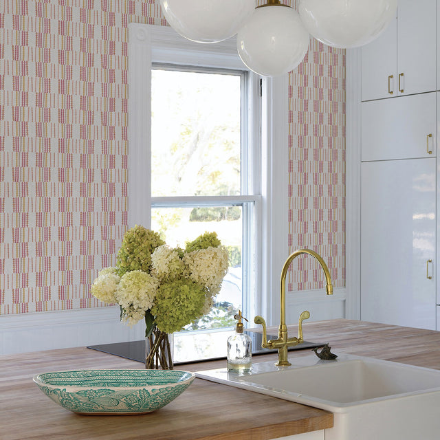 Burgen Orange Geometric Linen Wallpaper with Modern Fabric & Woven Textures Pattern - A-Street Prints 2903-25807