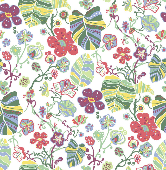 Gwyneth Multicolor Floral Wallpaper with Painterly Botanical Flowers - A-Street Prints 2903-25808