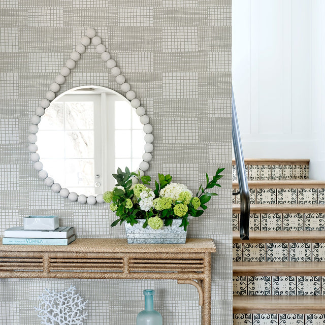 Maxwell Grey Geometric Wallpaper with Abstract Modern Grid Pattern - A-Street Prints 2903-25821