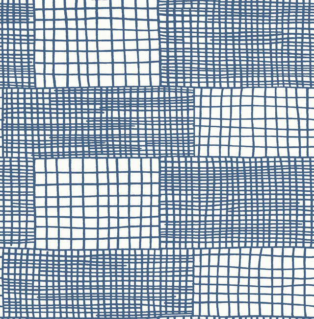 Maxwell Blue Geometric Wallpaper with Modern Abstract Grid Pattern - A-Street Prints 2903-25822