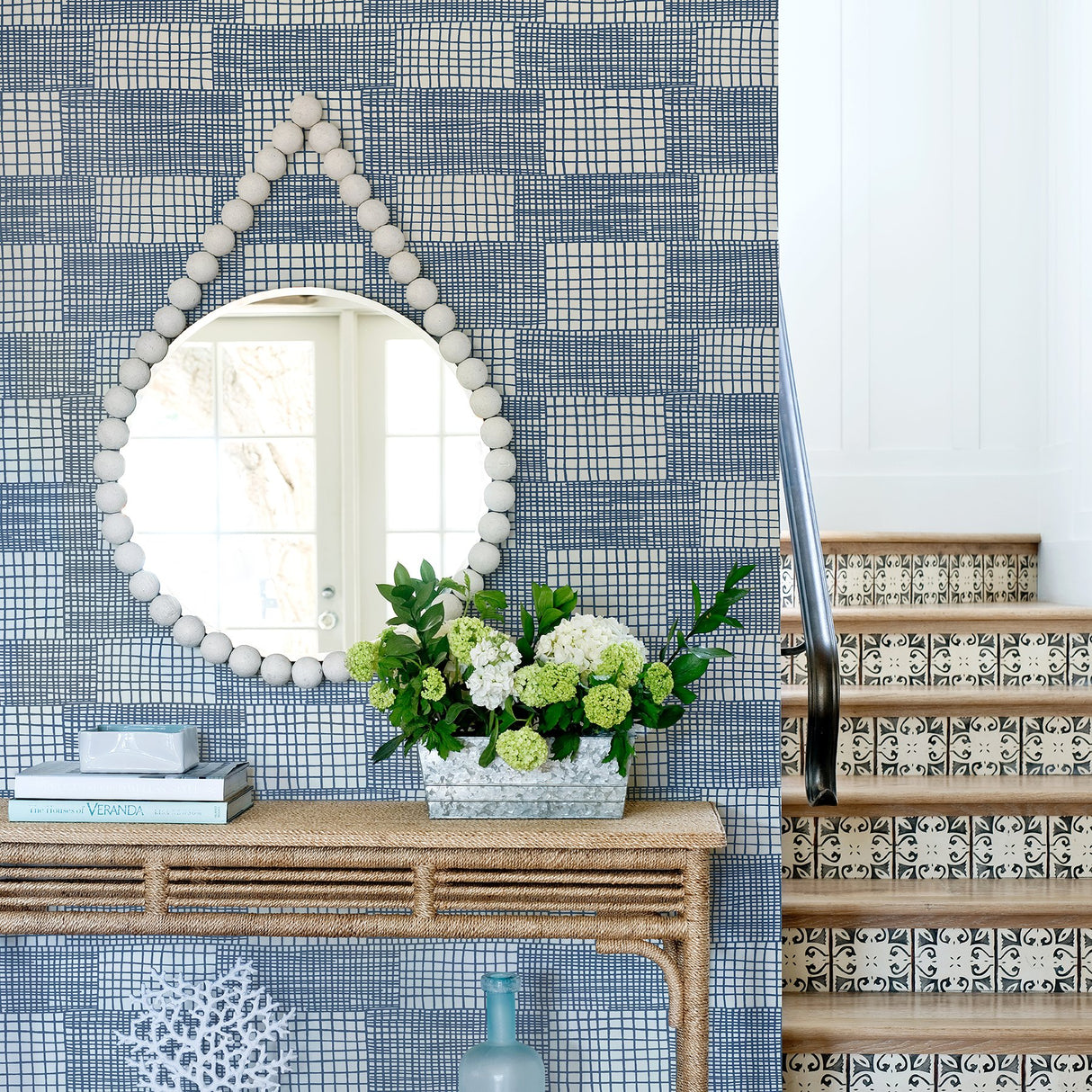 Maxwell Blue Geometric Wallpaper with Modern Abstract Grid Pattern - A-Street Prints 2903-25822