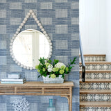 Maxwell Blue Geometric Wallpaper with Modern Abstract Grid Pattern - A-Street Prints 2903-25822