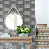 Maxwell Black Geometric Wallpaper with Abstract Checkered Geometric Pattern - A-Street Prints 2903-25824