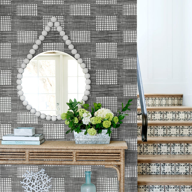 Maxwell Black Geometric Wallpaper with Abstract Checkered Geometric Pattern - A-Street Prints 2903-25824
