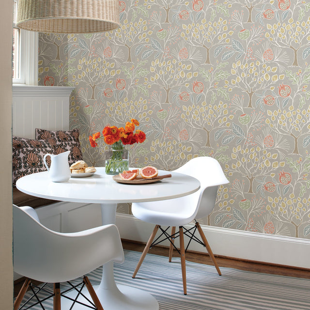 Shiloh Light Grey Botanical Wallpaper with Trees Eclectic Pattern - Brewster 2903-25829