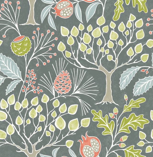 Shiloh Grey Botanical Wallpaper with Eclectic Trees Motif - A-Street Prints 2903-25831