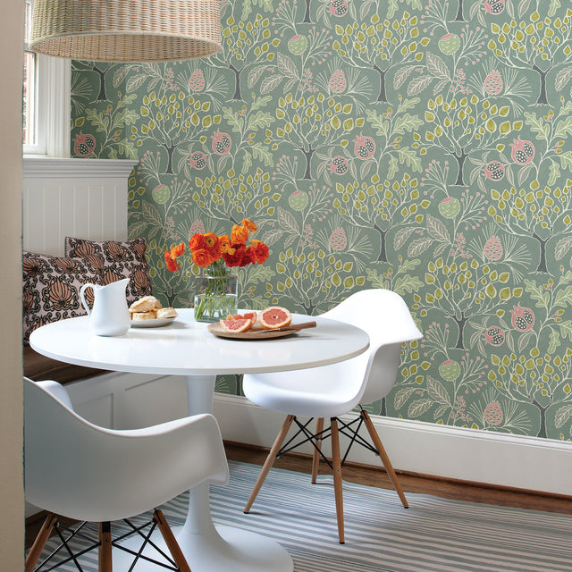 Shiloh Green Botanical Wallpaper with Eclectic Trees Pattern - A-Street Prints 2903-25832