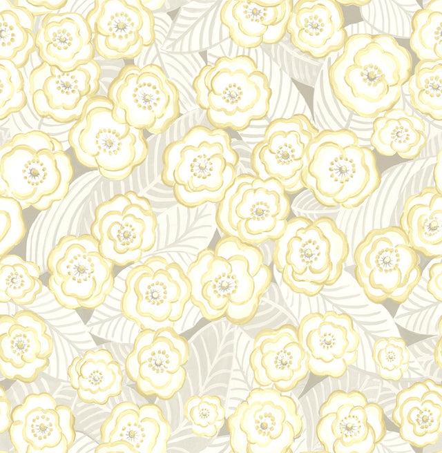 Emery Light Yellow Floral Wallpaper with Painterly Flowers - A?Street Prints 2903-25834