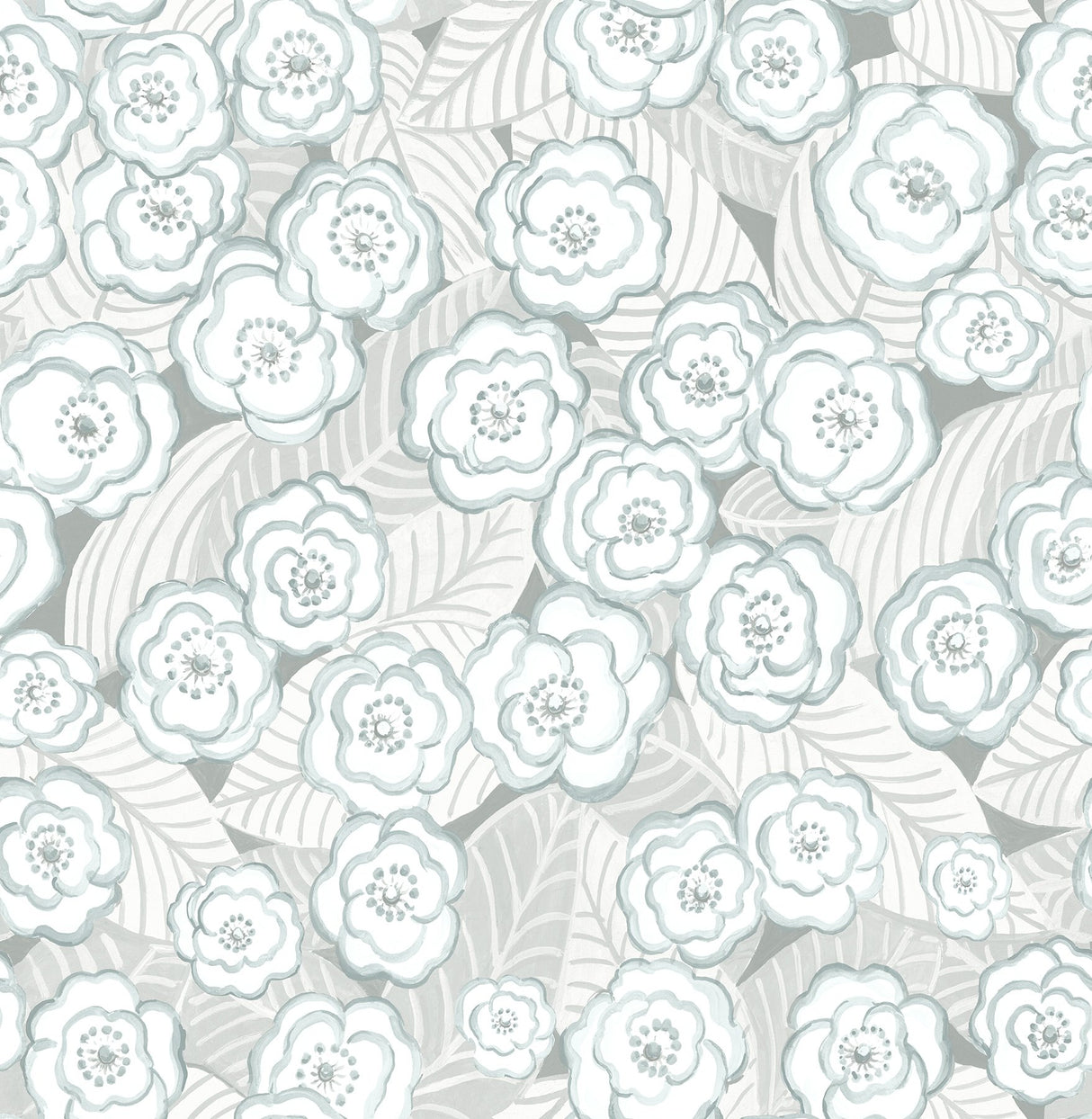 Emery Light Blue Floral Wallpaper with Eclectic Botanical Flowers Motif - A-Street Prints 2903-25836