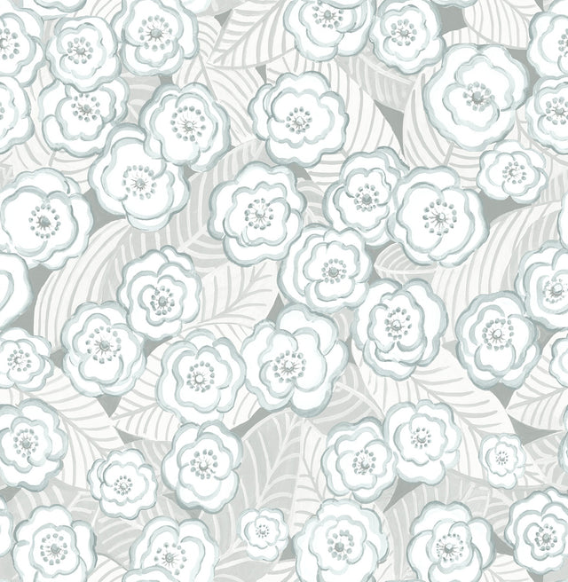 Emery Light Blue Floral Wallpaper with Eclectic Botanical Flowers Motif - A-Street Prints 2903-25836