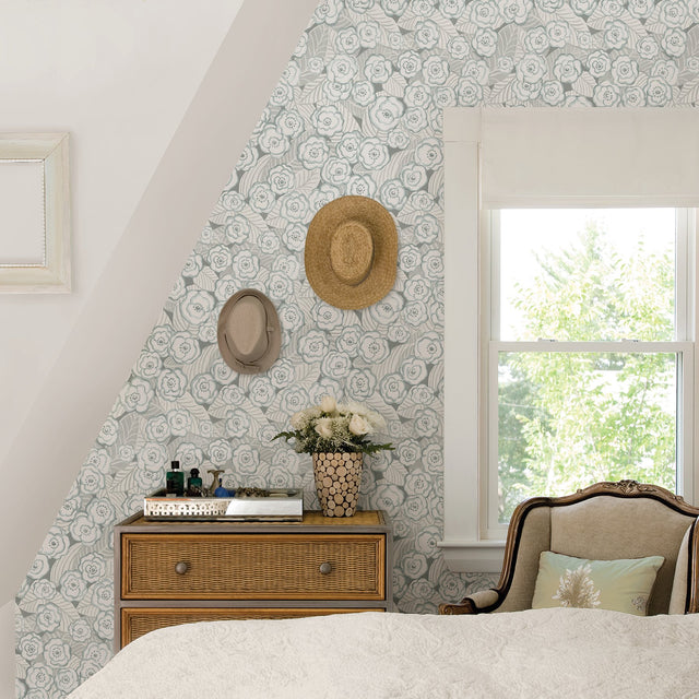 Emery Light Blue Floral Wallpaper with Eclectic Botanical Flowers Motif - A-Street Prints 2903-25836