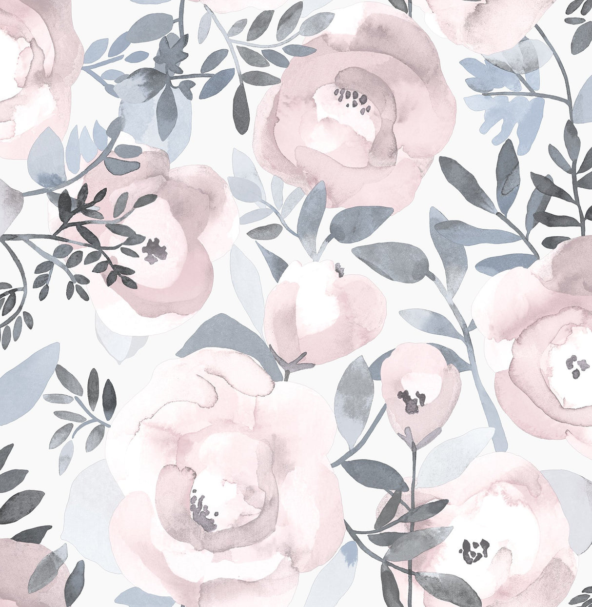 Orla Purple Floral Wallpaper with Botanical Watercolor Roses - A-Street Prints 2903-25840