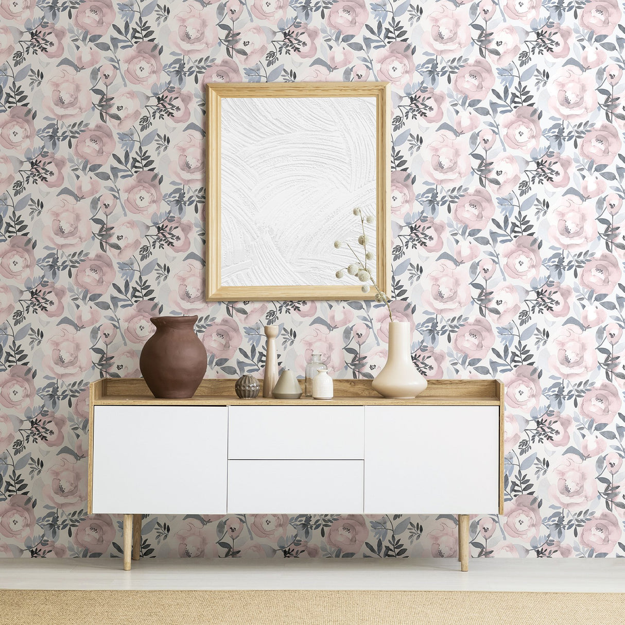 Orla Purple Floral Wallpaper with Botanical Watercolor Roses - A-Street Prints 2903-25840