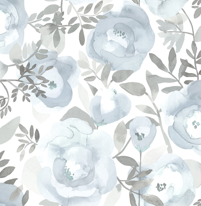 Orla Blue Floral Wallpaper with Watercolor Botanical Motif - A-Street Prints 2903-25841