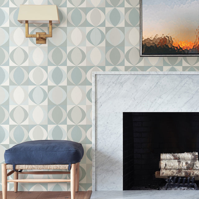 Archer Light Blue Linen Geometric Wallpaper with Retro Fabric & Woven Textures Pattern - A-Street Prints 2903-25844