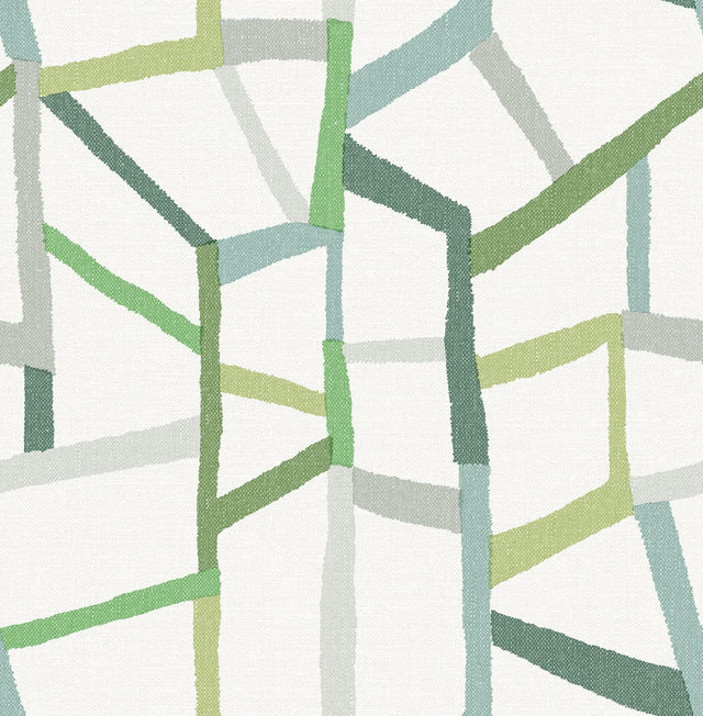 Tate Green Geometric Linen Wallpaper with Modern Fabric Texture Pattern - A-Street Prints 2903-25847
