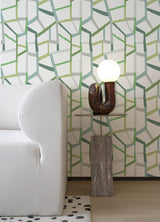 Tate Green Geometric Linen Wallpaper with Modern Fabric Texture Pattern - A-Street Prints 2903-25847