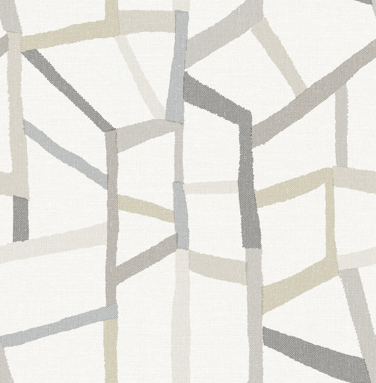Tate Grey Geometric Linen Wallpaper with Modern Fabric & Woven Textures Pattern - Brewster 2903-25848