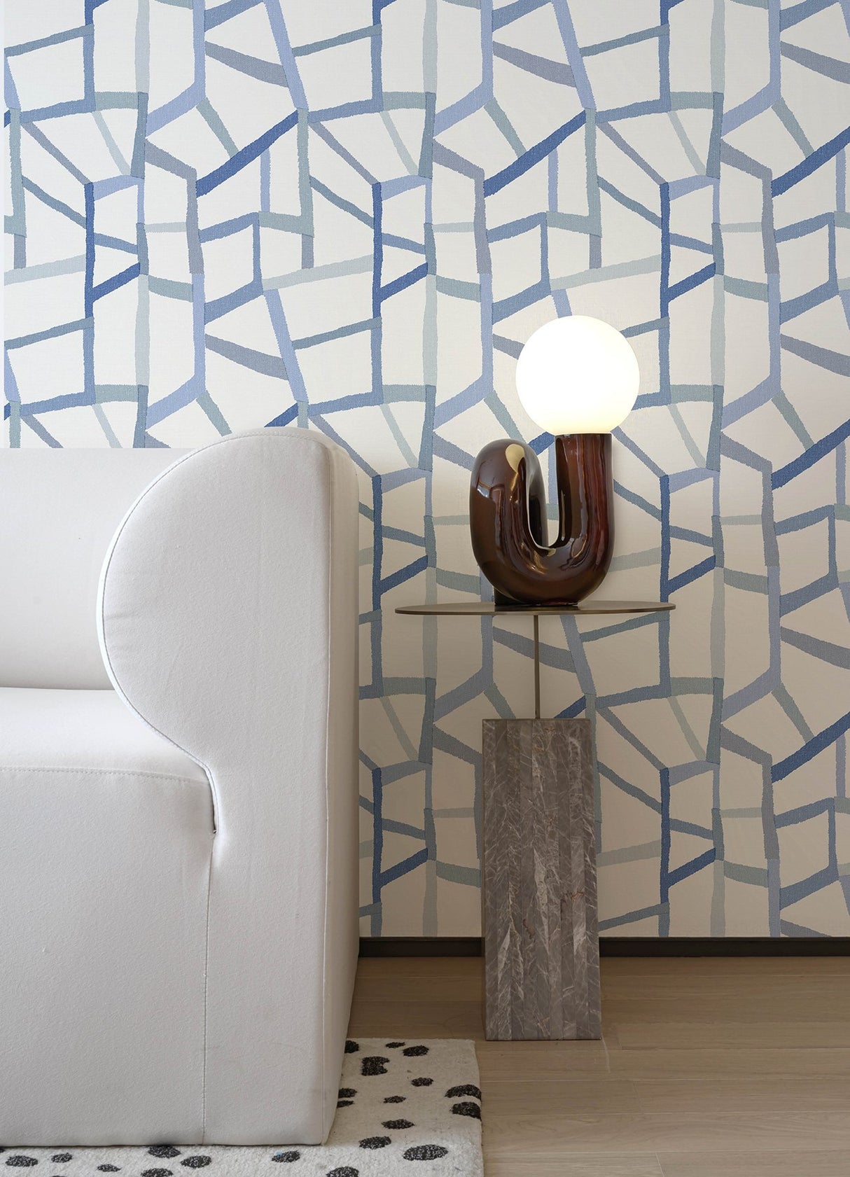 Tate Blue Geometric Linen Wallpaper with Modern Fabric & Woven Textures Pattern - A-Street Prints 2903-25849