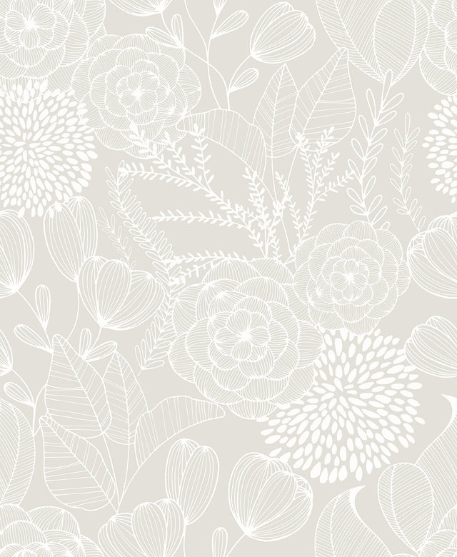Alannah Bone Botanical Wallpaper in Bone - A-Street Prints 2903-25858