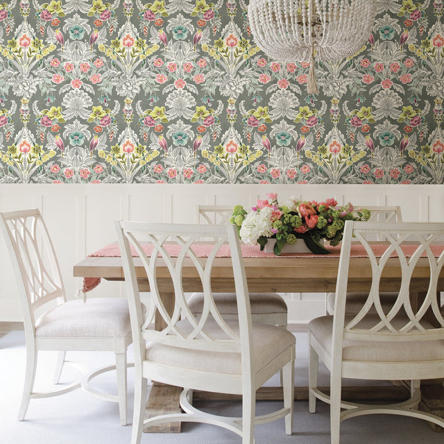 Vera Multicolor Floral Damask Wallpaper with Botanical Damask Bohemian Style - A-Street Prints 2903-25860