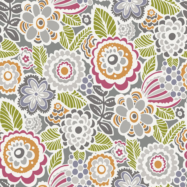 Lucy Multicolor Floral Wallpaper with Eclectic Botanical Flowers - A-Street Prints 2903-25865
