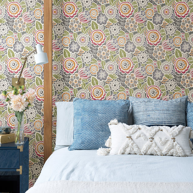 Lucy Multicolor Floral Wallpaper with Eclectic Botanical Flowers - A-Street Prints 2903-25865