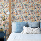 Lucy Navy Floral Wallpaper with Eclectic Botanical Flowers - A-Street Prints 2903-25866