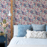 Lucy Red Floral Wallpaper with Eclectic Botanical Flower Pattern - A-Street Prints 2903-25868