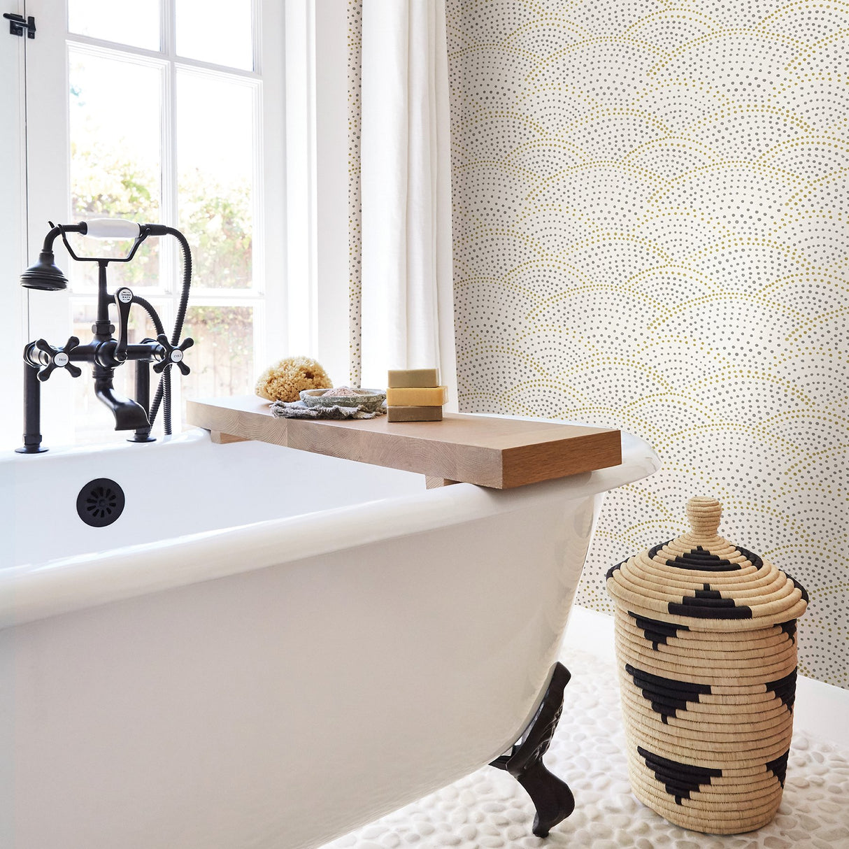 Bennett Grey Dotted Scallop Wallpaper with Eclectic Geometric Pattern - A-Street Prints 2903-25869