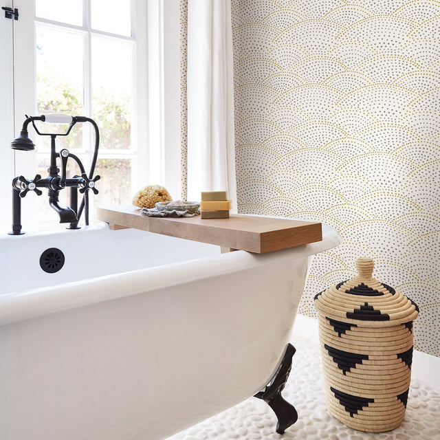 Bennett Grey Dotted Scallop Wallpaper with Eclectic Geometric Pattern - A-Street Prints 2903-25869