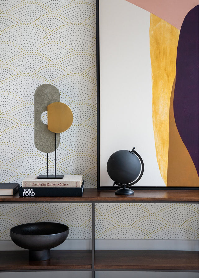 Bennett Grey Dotted Scallop Wallpaper with Eclectic Geometric Pattern - A-Street Prints 2903-25869