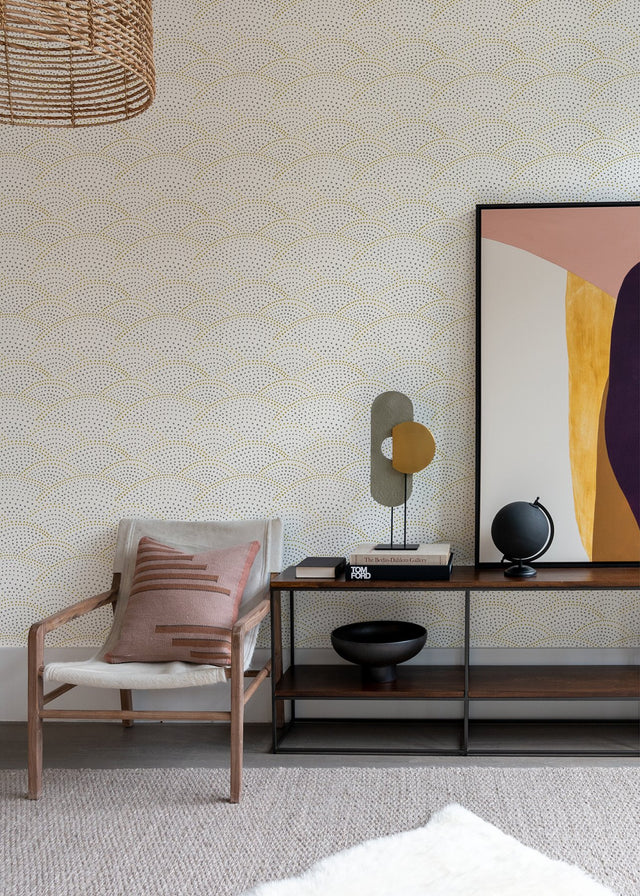 Bennett Grey Dotted Scallop Wallpaper with Eclectic Geometric Pattern - A-Street Prints 2903-25869