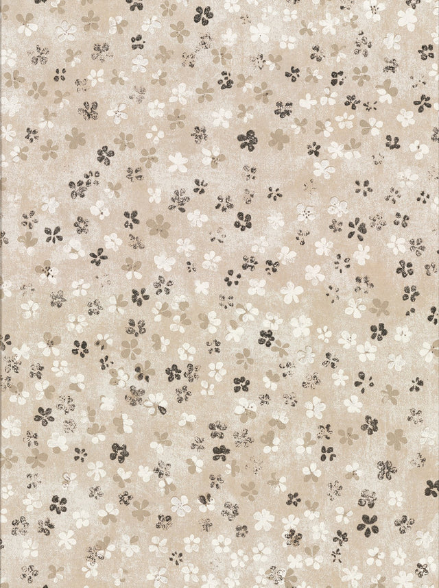 Cosima Beige Miniature Floral Wallpaper with Botanical Flowers Pattern, Kitchen & Bath Style - Brewster 2904-00203