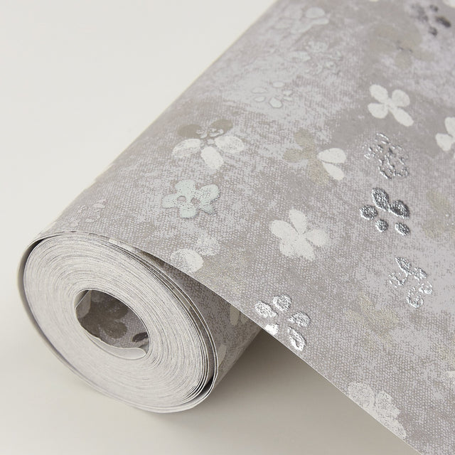 Cosima Grey Miniature Floral Wallpaper with Botanical Flowers Pattern, Kitchen & Bath - Brewster 2904-00207