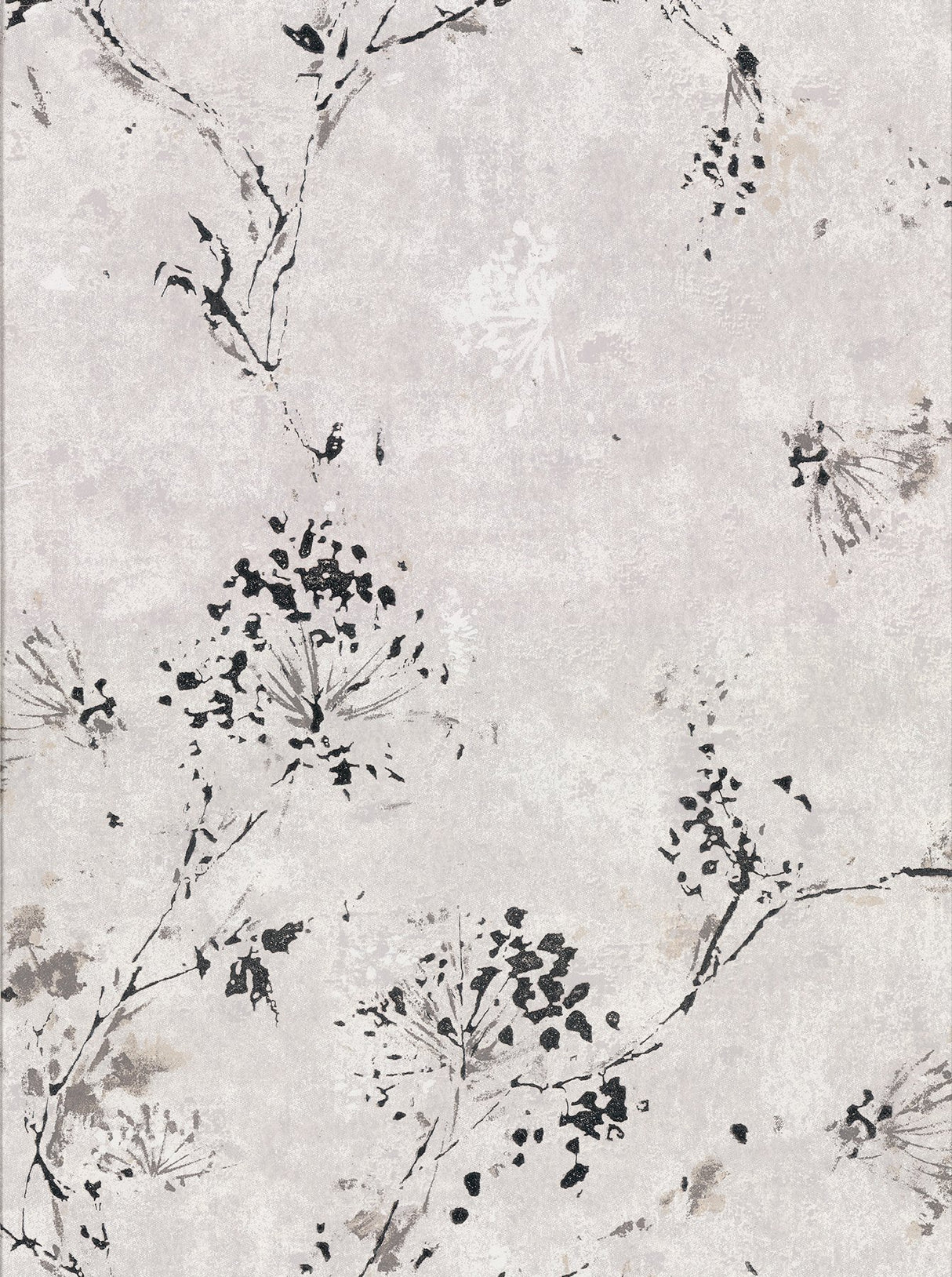 Misty Grey Distressed Dandelion Wallpaper with Botanical Flowers Pattern, Kitchen & Bath Non Woven Unpasted - Brewster 2904-00303