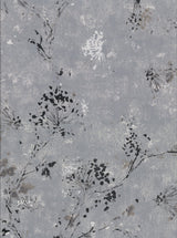 Misty Charcoal Distressed Dandelion Wallpaper with Botanical Floral Pattern - Brewster 2904-00306
