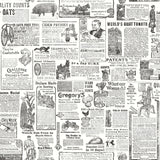 Underwood Black Newspaper Wallpaper with Vintage Graphics Novelty - Brewster 2904-13081