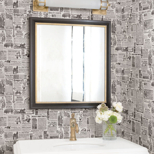 Underwood Black Newspaper Wallpaper with Vintage Graphics Novelty - Brewster 2904-13081