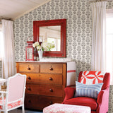Dolly Dark Brown Folk Floral Wallpaper with Botanical Block-Print Motif - Brewster 2904-13511