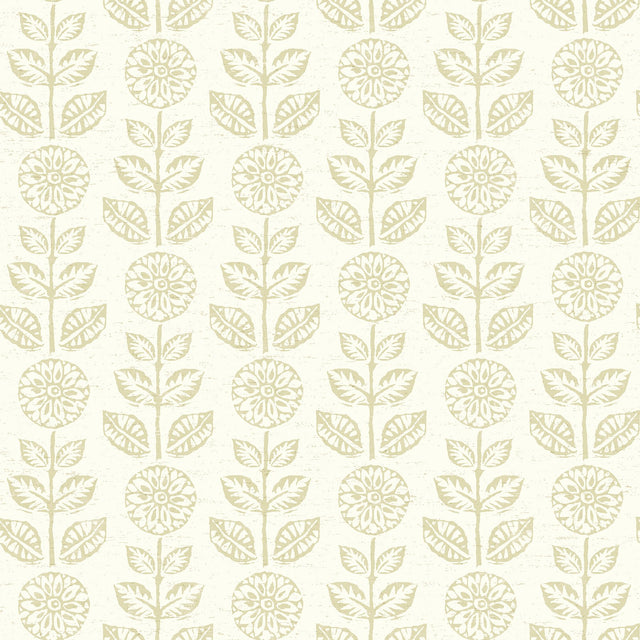 Dolly Neutral Folk Floral Wallpaper with Botanical Flowers Motif - Brewster 2904-13513