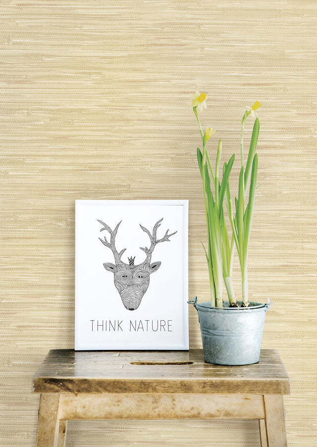 Natalie Wheat Weave Texture Wallpaper in Faux Grasscloth Pattern, Kitchen & Bath - Brewster 2904-22267