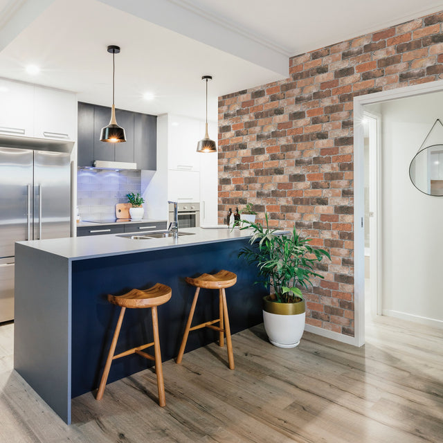 Cody Rust Reclaimed Bricks Wallpaper with Faux Brick Graphic - Brewster 2904-22300
